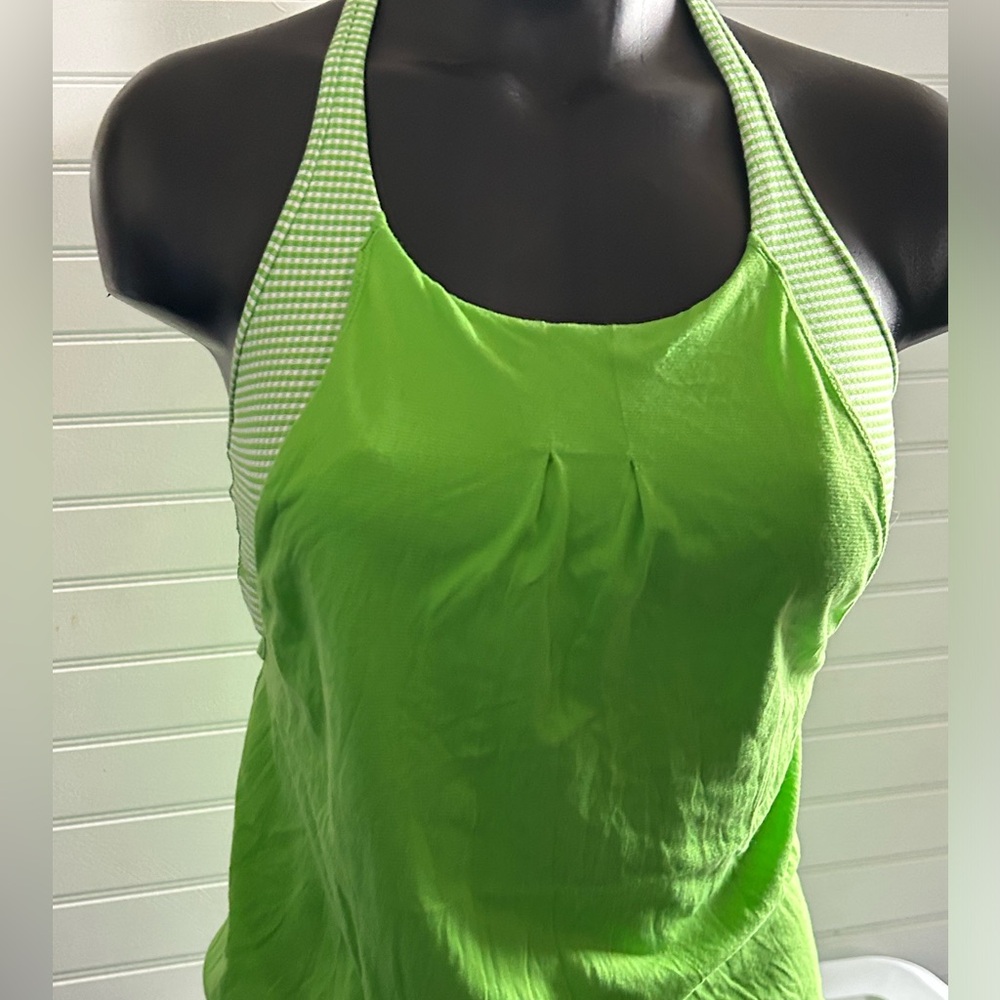 LULULEMON womens size 0/2 No Limits green gingham tank top